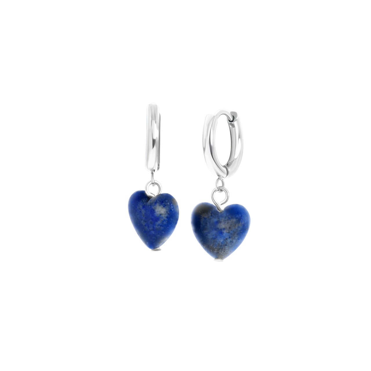 Ohrringe, Edelstahl, mit Herzchen, Lapis Lazuli