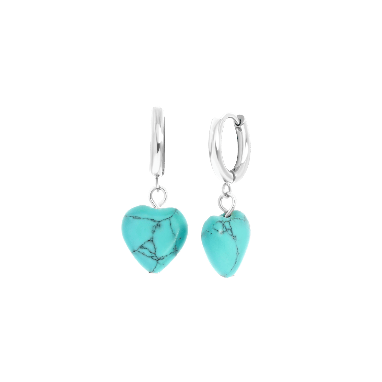 Stainless steel oorbellen met hartje turquoise