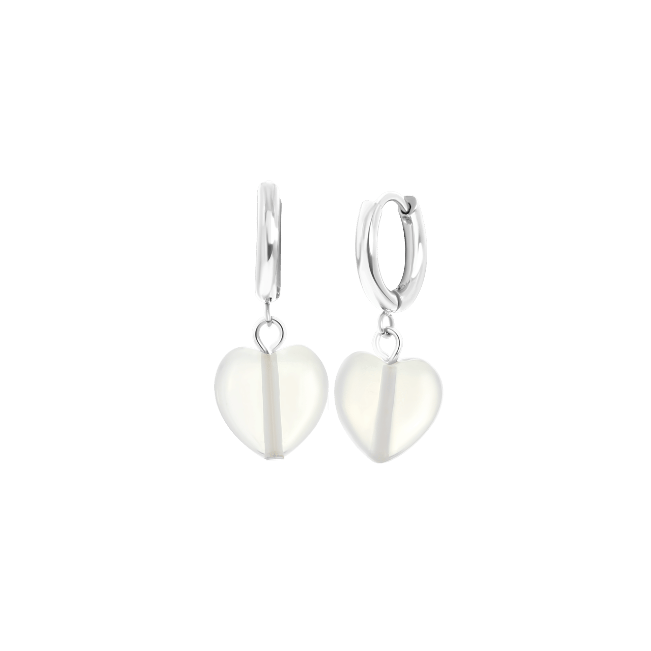 Stainless steel oorbellen met hartje maansteen