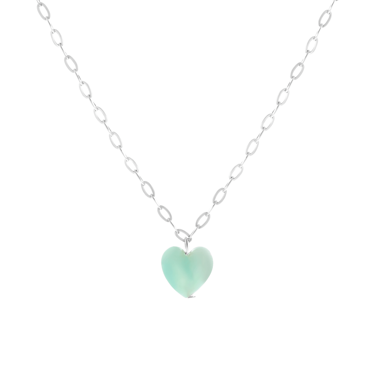 Stainless steel ketting met hartje aventurijn