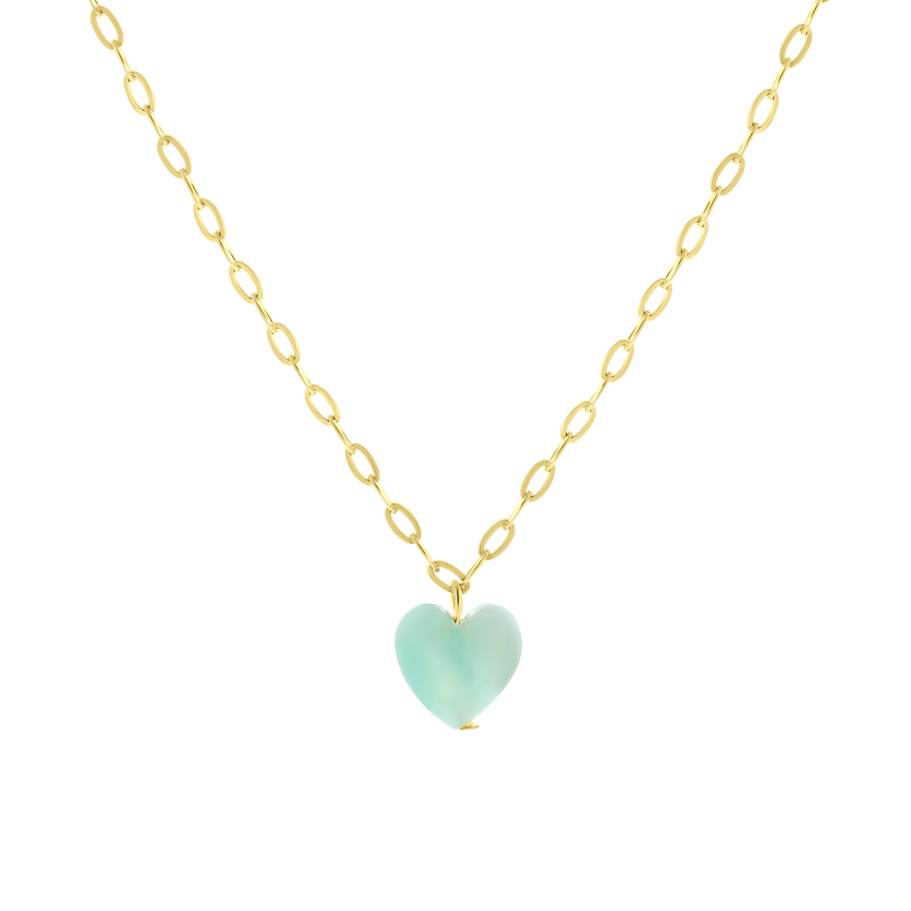 LuLu Jewels stainless steel goldplated ketting met hartje aventurijn voor dames