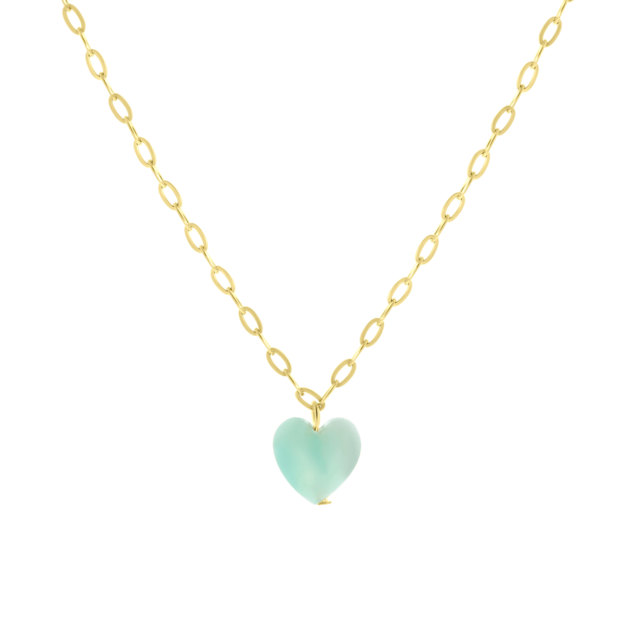LuLu Jewels stalen goldplated ketting met hartje aventurijn voor dames