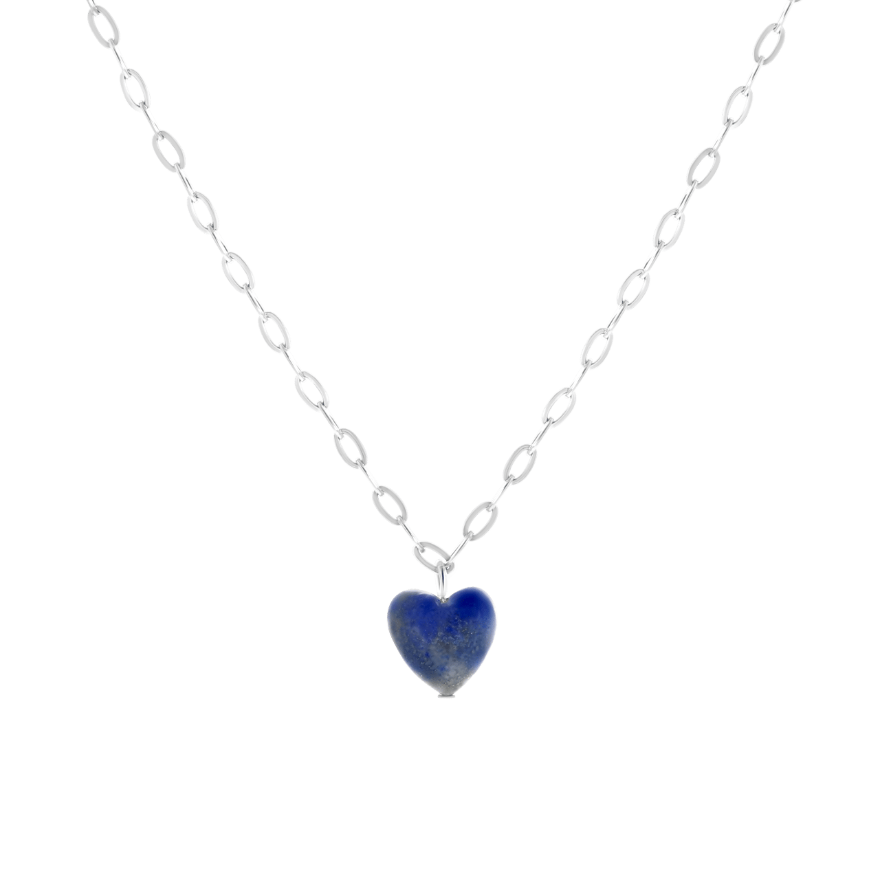 Halskette, Edelstahl, mit Herzchen, Lapis Lazuli