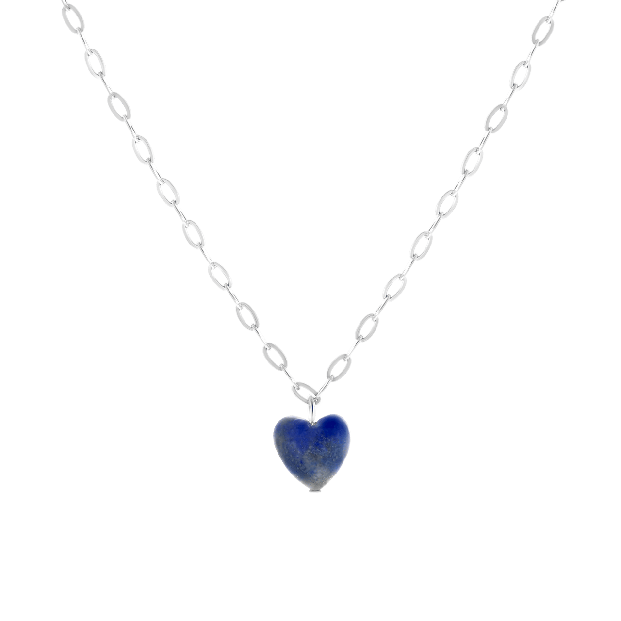 Stainless steel ketting met hartje lapis