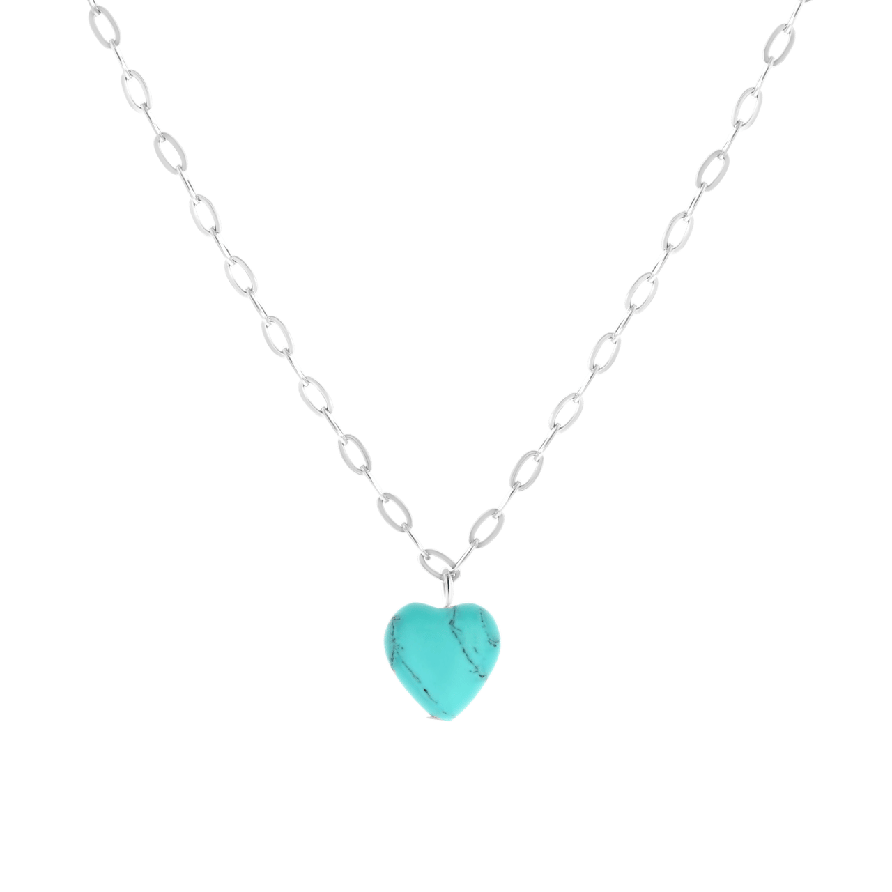 Stainless steel ketting met hartje turquoise
