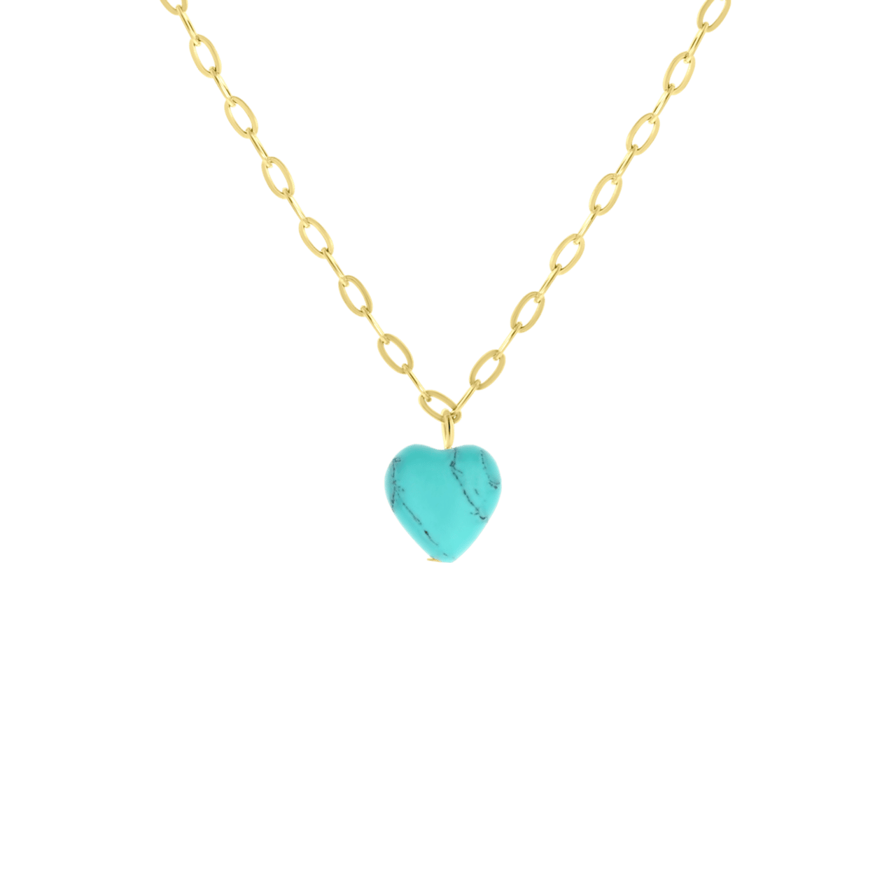 Stainless steel goldplated ketting met hanger hart met turquoise voor dames