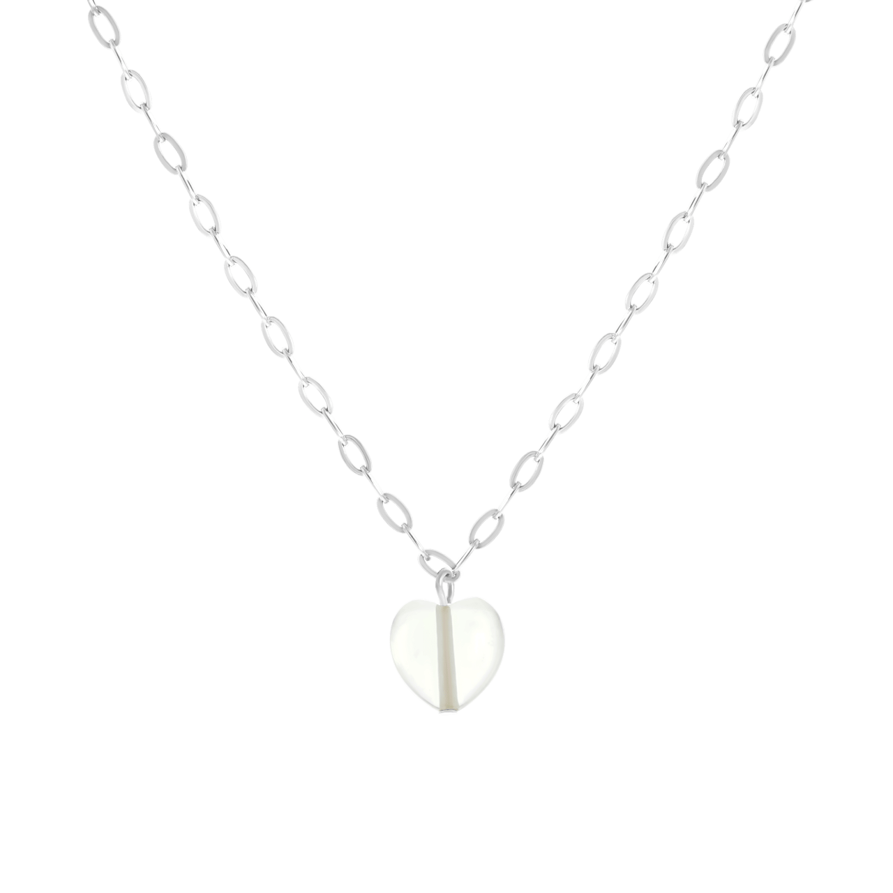 Stainless steel ketting met hartje maansteen