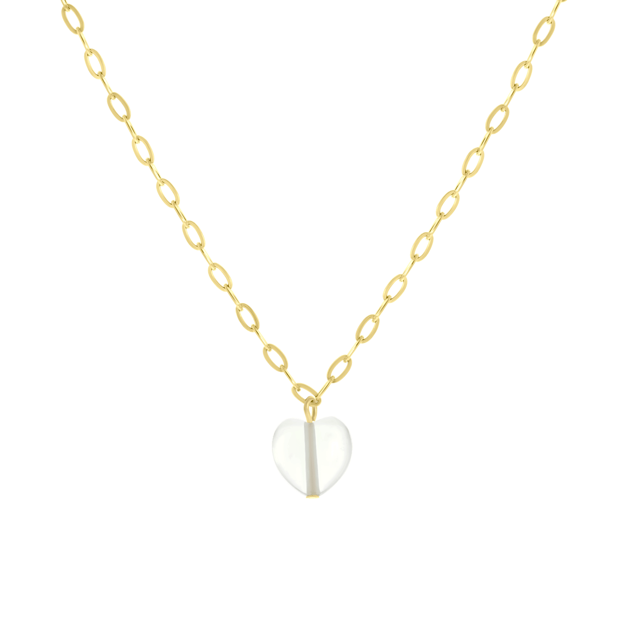 LuLu Jewels stainless steel goldplated ketting met hartje maansteen voor dames