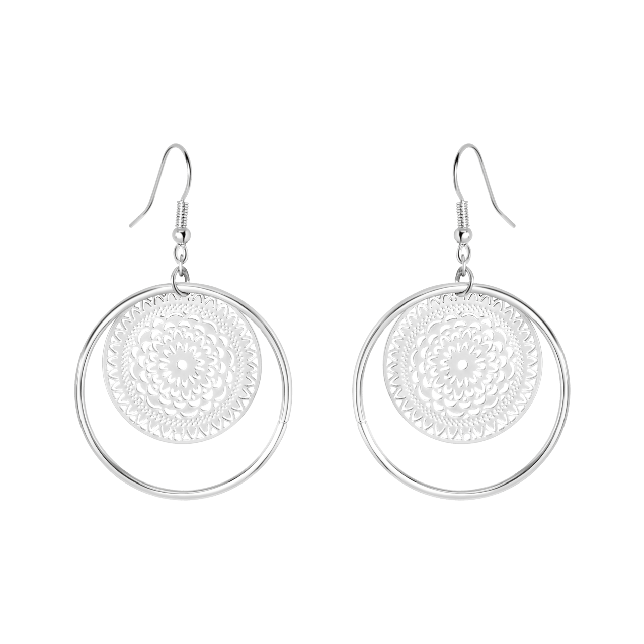 Zilverkleurige bijoux oorbellen rond