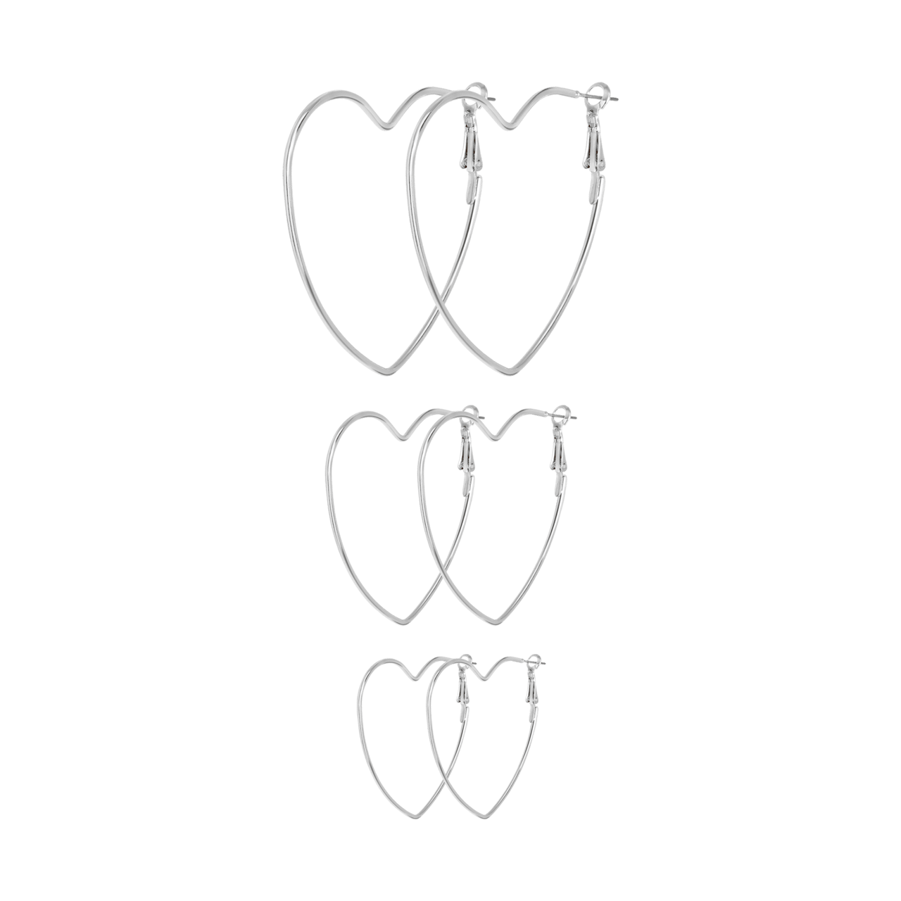 Zilverkleurige bijoux oorbellenset met hartjes