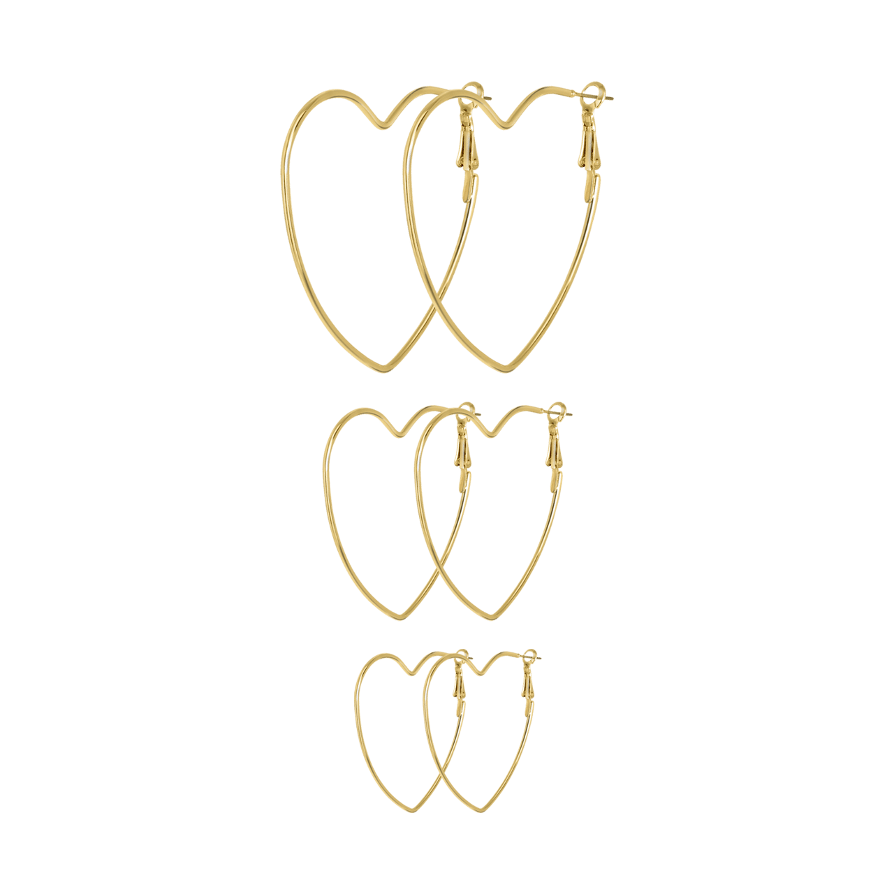 Goudkleurige bijoux oorbellenset met hartjes