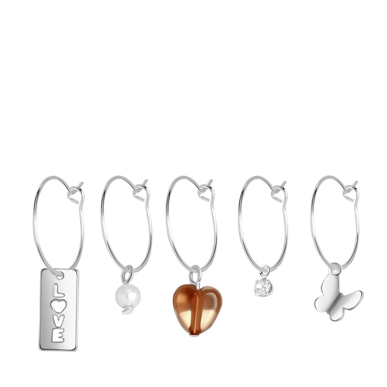 Zilverkleurige bijoux oorbellen set assorti