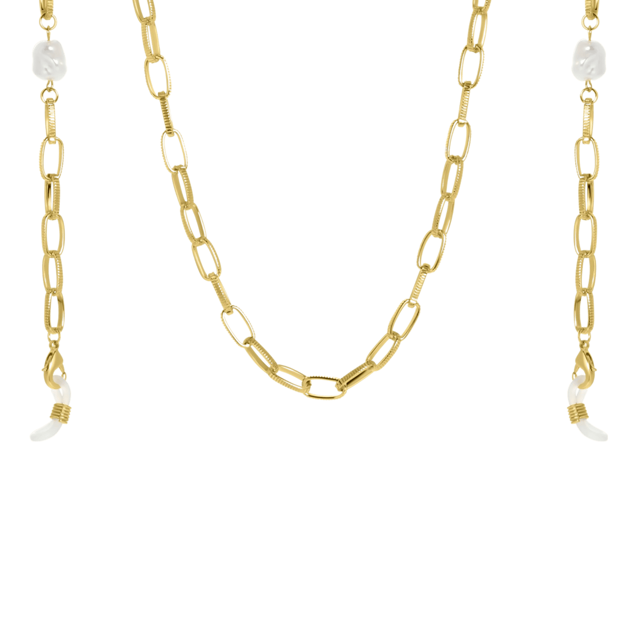 Goudkleurig bijoux zonnebrilkoord parel