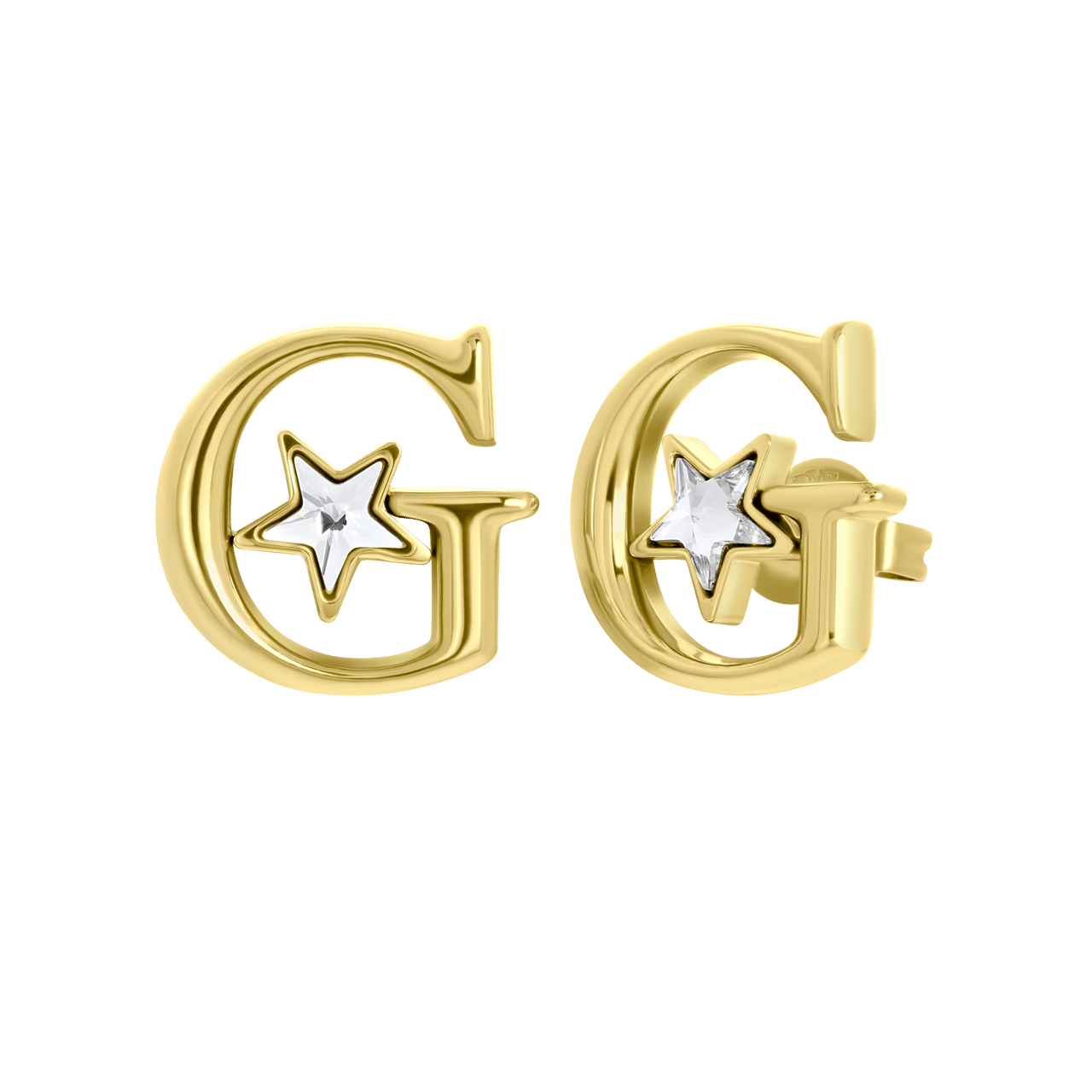 Guess stainless steel goldplated oorknoppen met kristal voor dames
