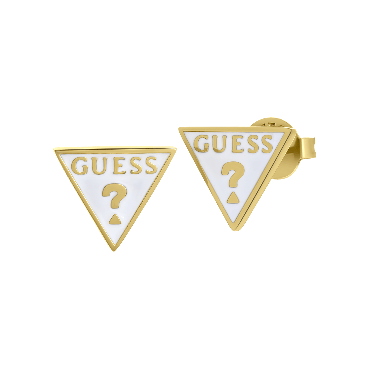 Guess stainless steel goldplated oorknoppen triangle met emaille voor dames