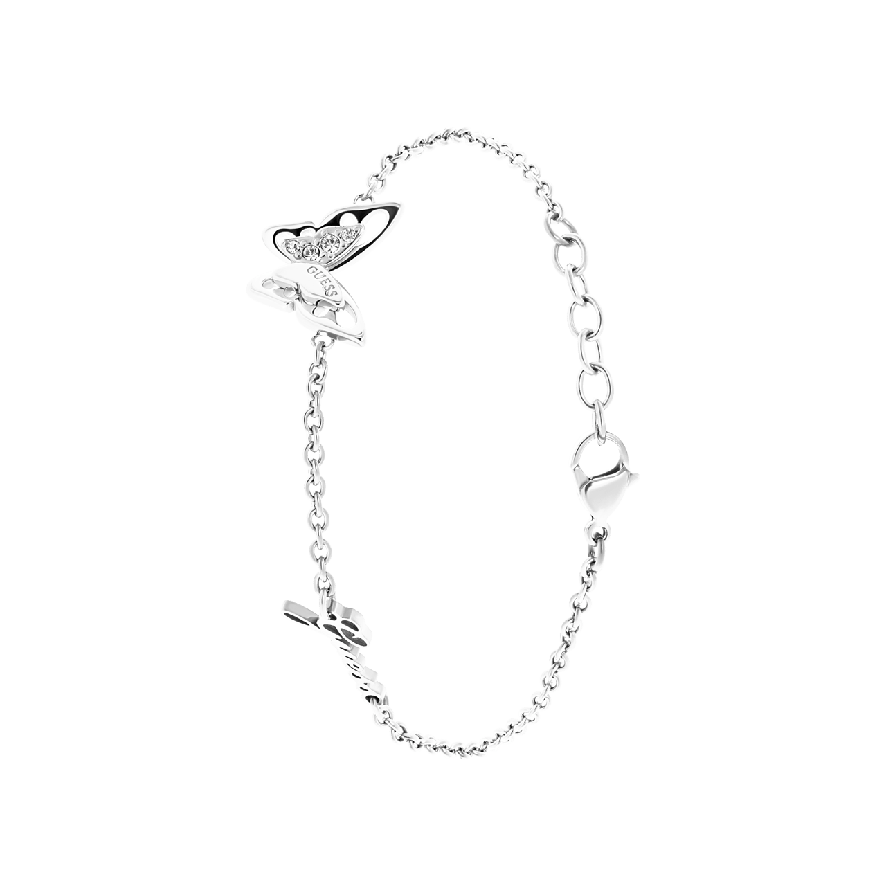 Guess stalen armband met vlinder bedel FLY AWAY