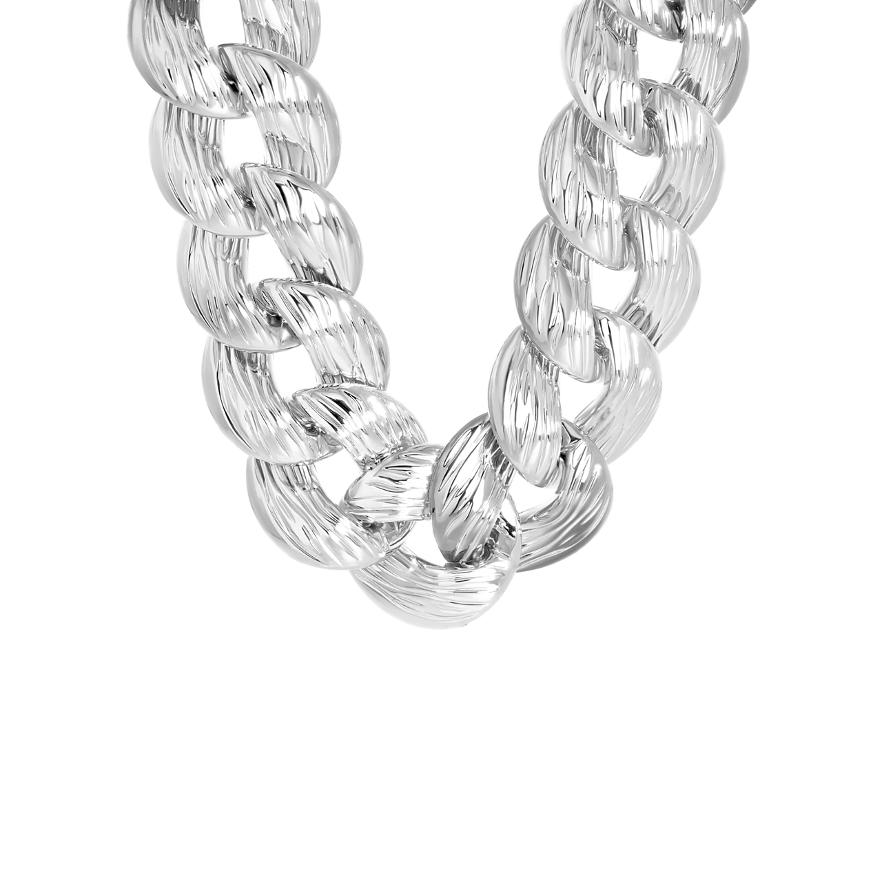 Zilverkleurige bijoux ketting grove gourmetschakel