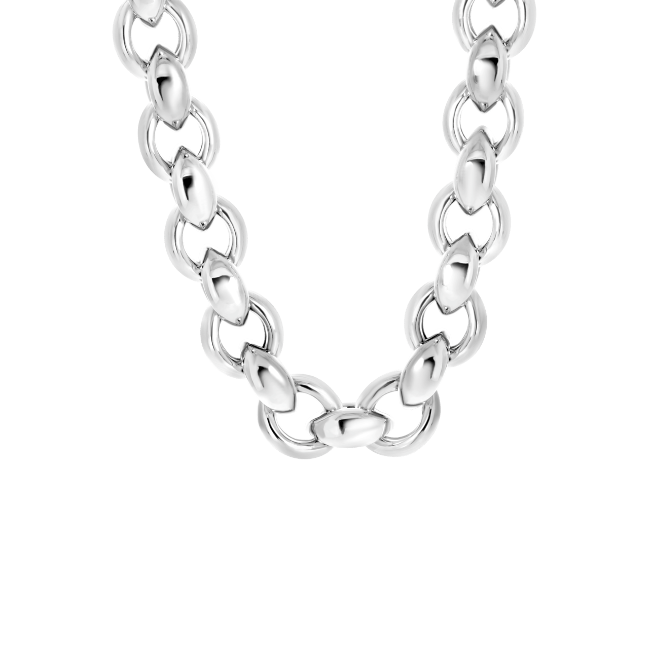 Zilverkleurige bijoux ketting ronde schakel