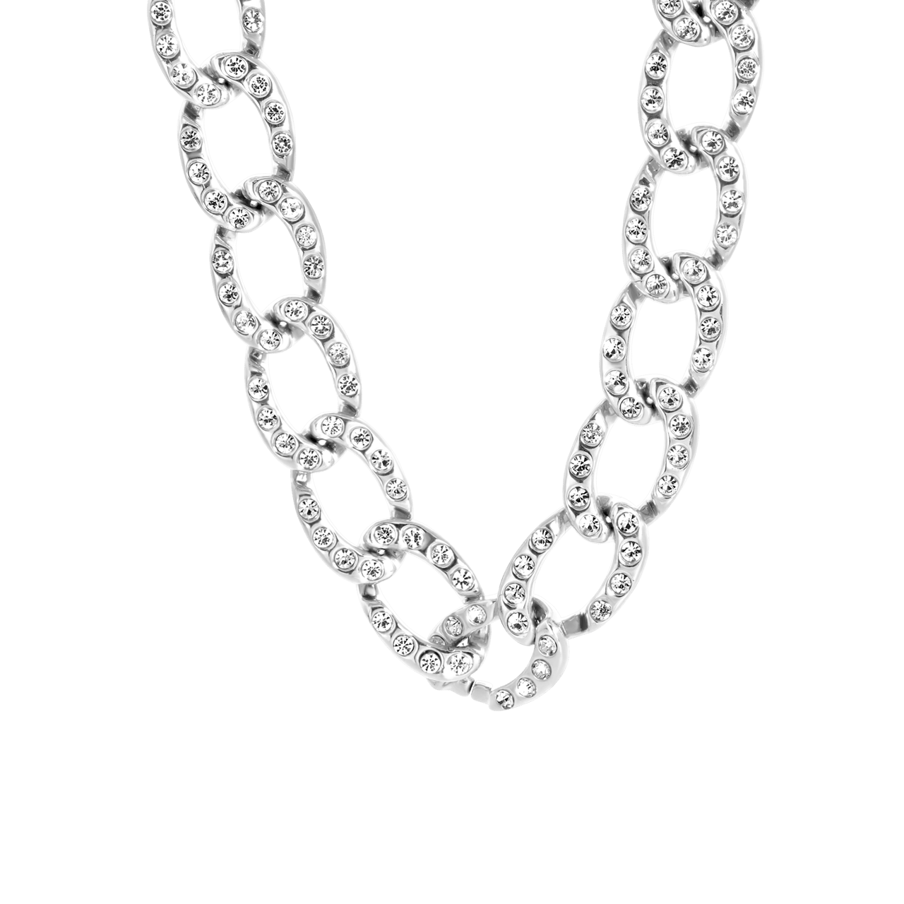 Zilverkleurige bijoux ketting grove gourmetschakel