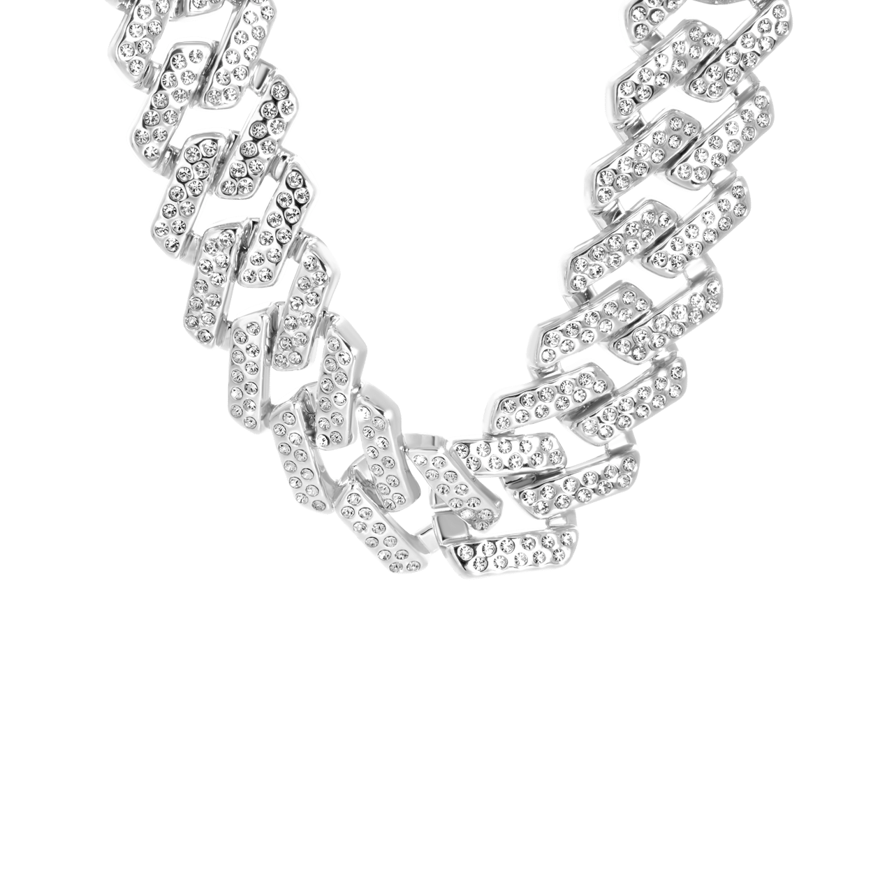 Zilverkleurige bijoux ketting grove gourmetschakel