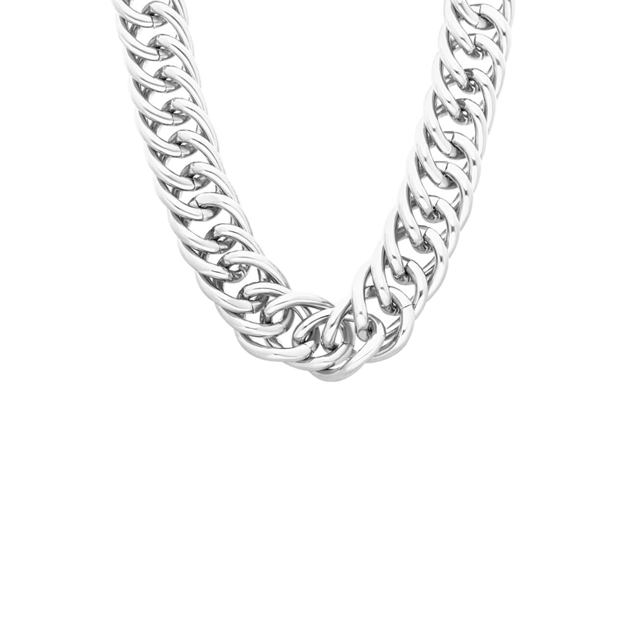 Zilverkleurige bijoux ketting grove gourmetschakel