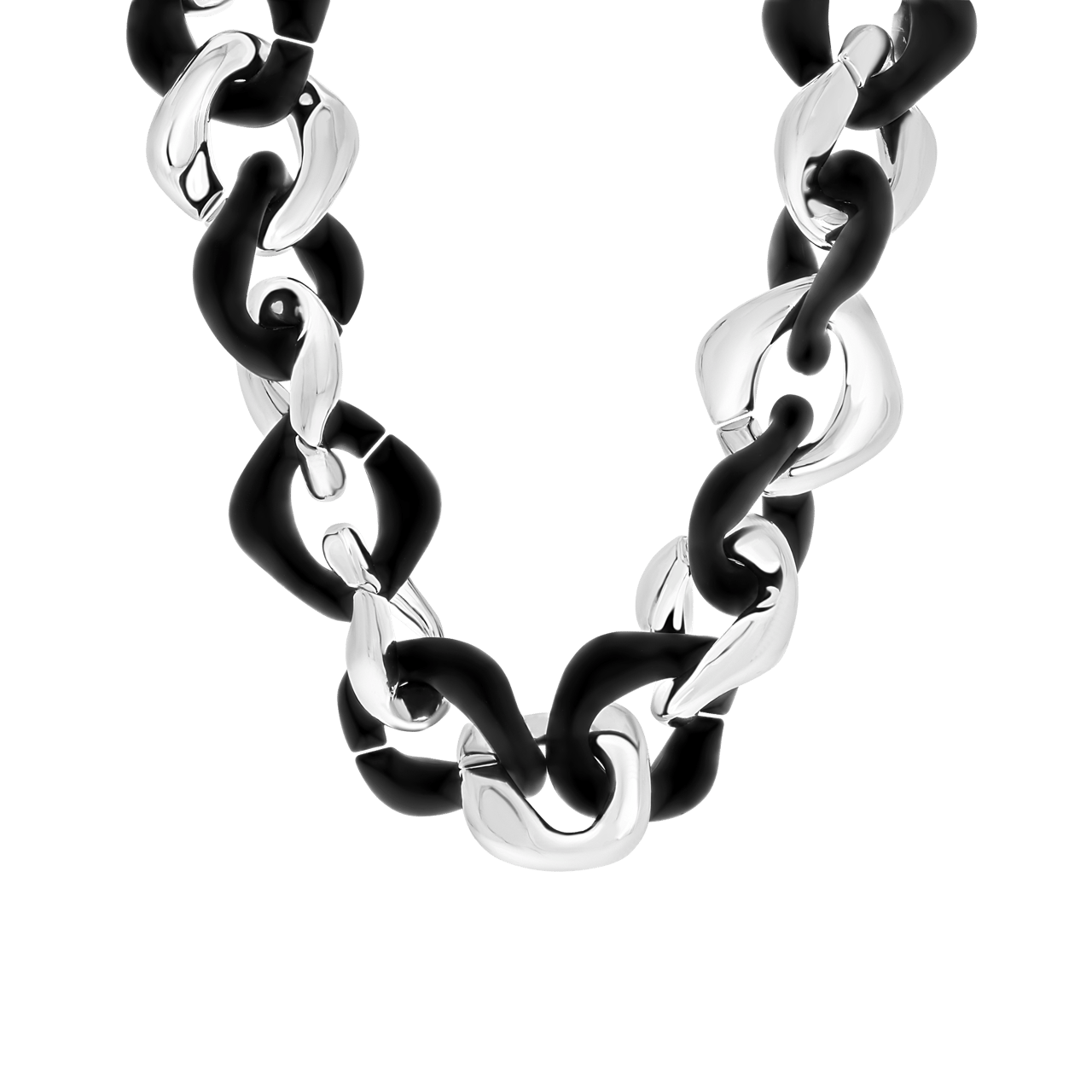 Zwarte bijoux ketting grove gourmetschakel