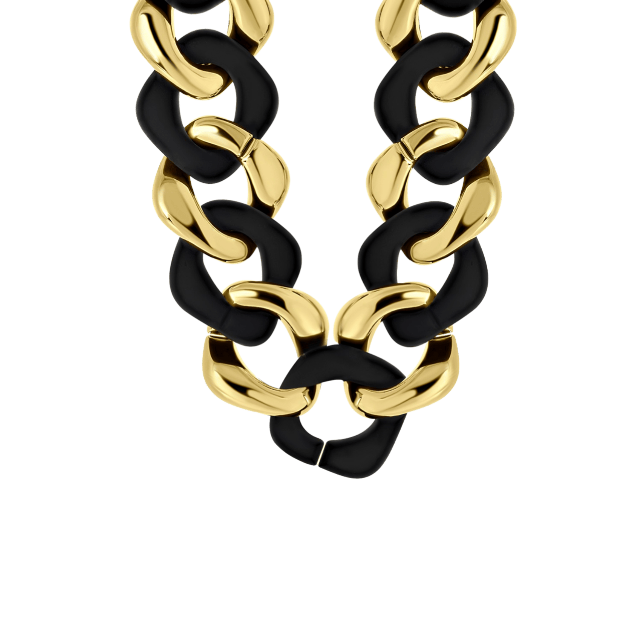 Zwarte bijoux ketting grove gourmetschakel