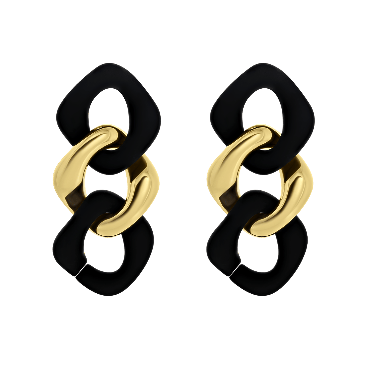 Schwarze Bijoux-Ohrringe, grobes Gourmetglied