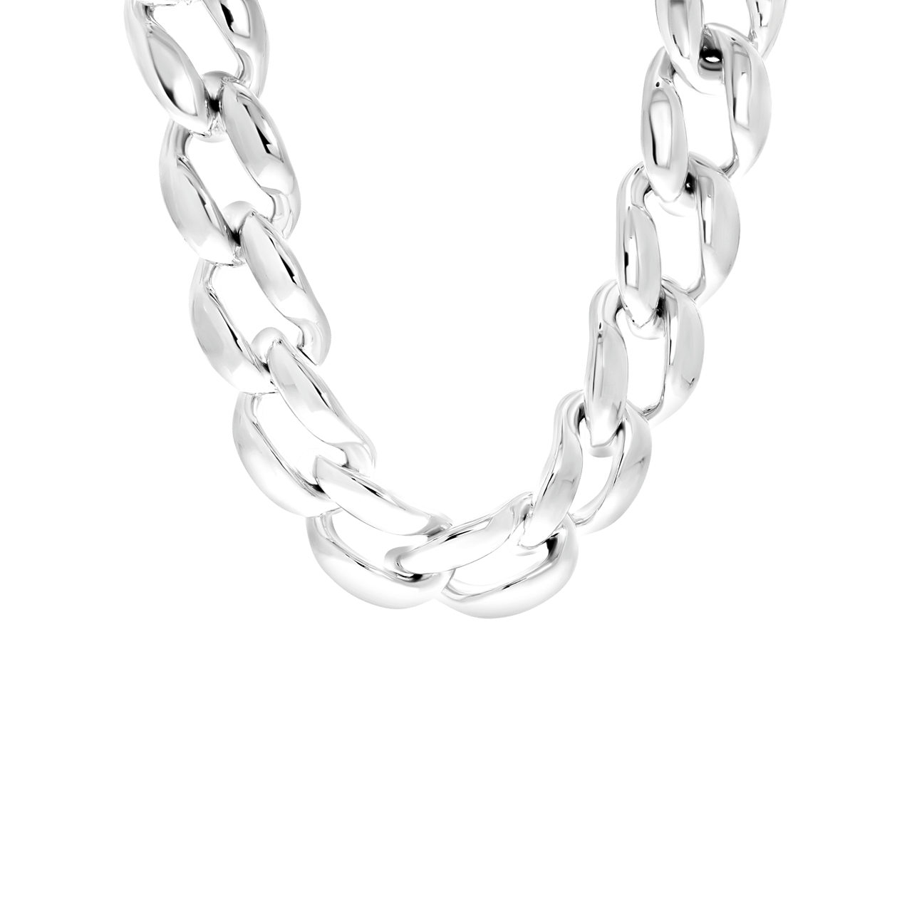 Zilverkleurige bijoux ketting grove gourmetschakel