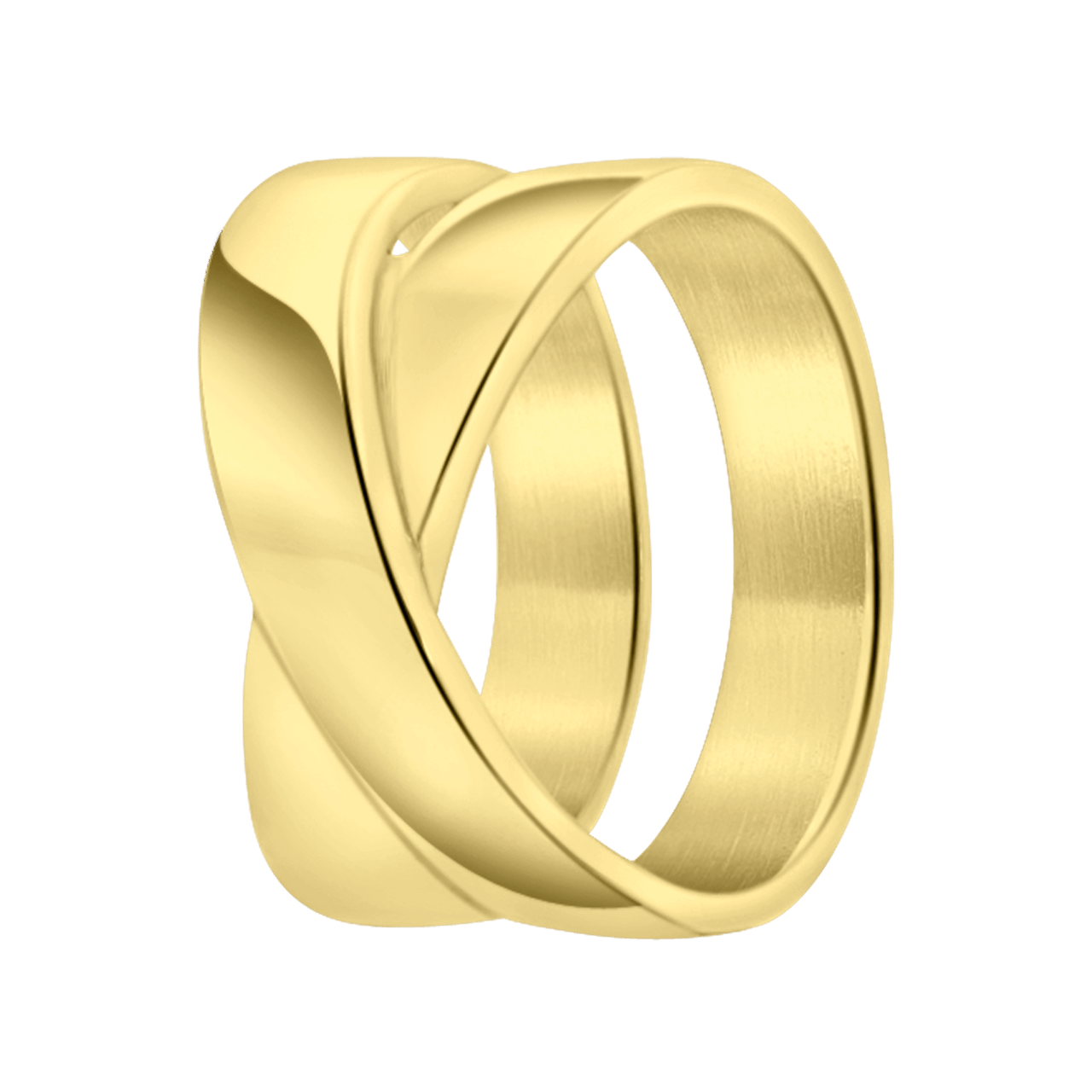 Gerecycleerd stainless steel 18 karaat goldplated ring trinette