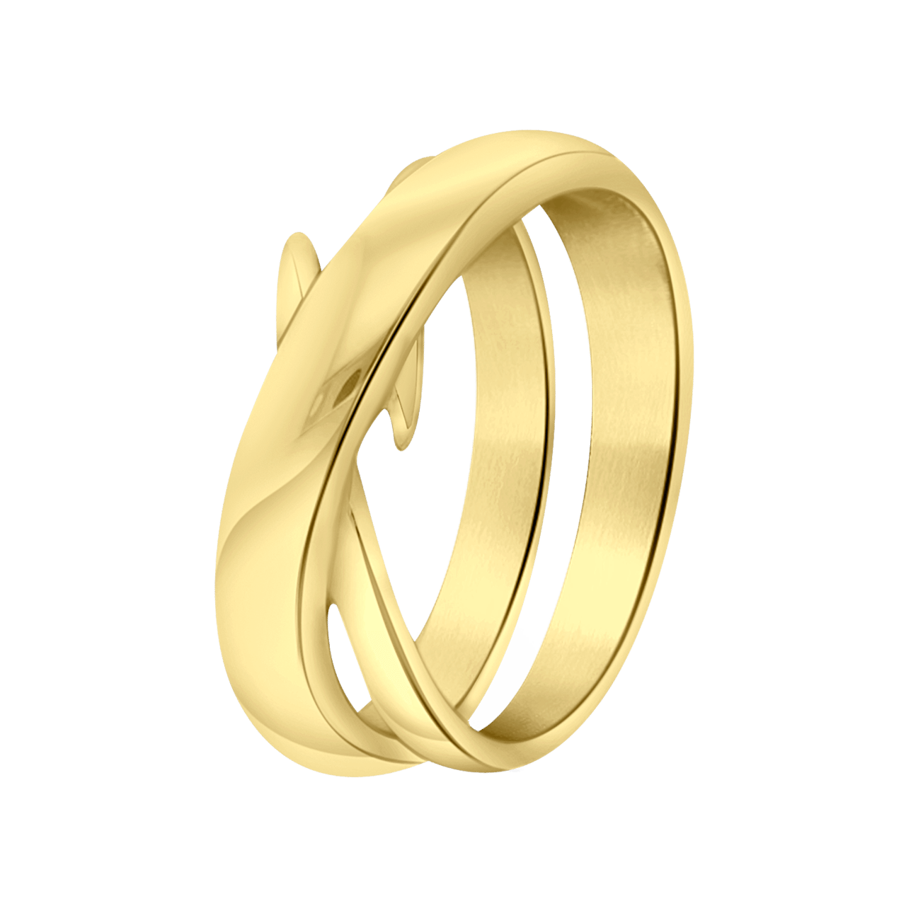 Gerecycleerd stainless steel 18 karaat goldplated ring vignetta
