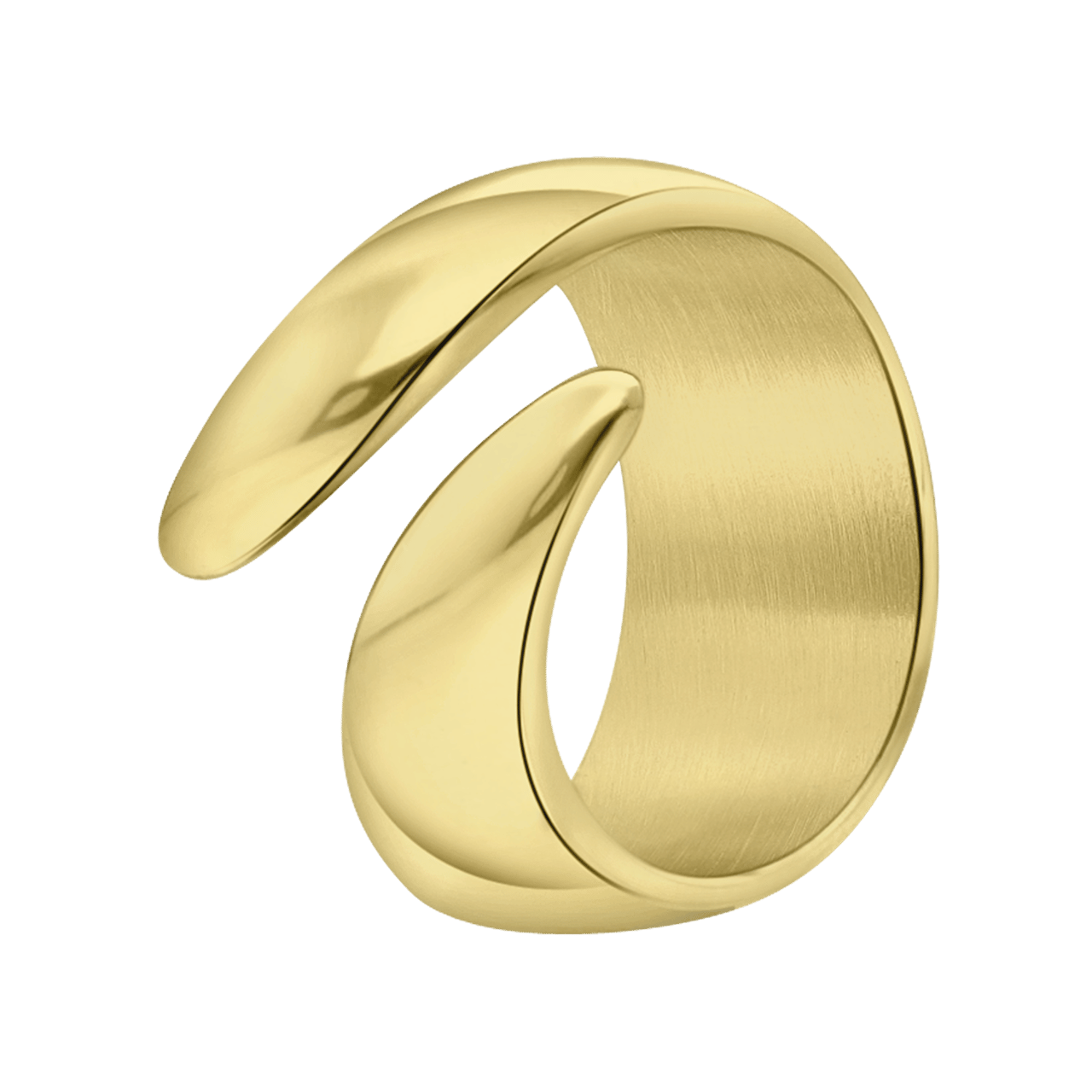 Gerecycleerd stainless steel 18 karaat goldplated ring paulette