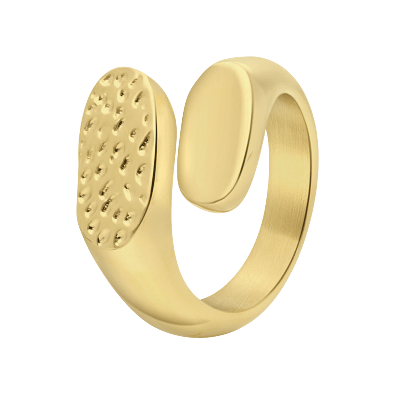 Gerecycleerd stainless steel 18 karaat goldplated ring zola