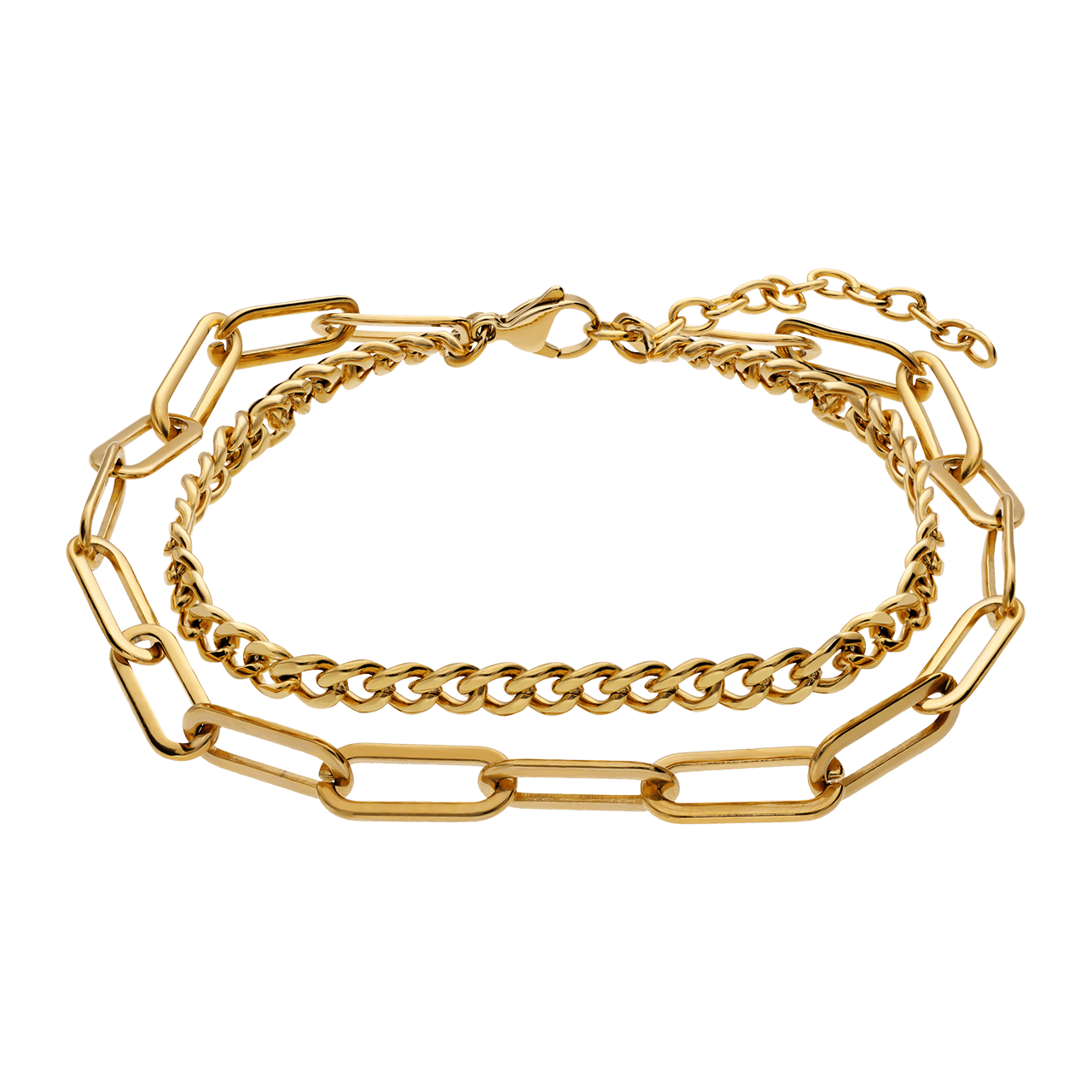 Stainless steel goldplated fantasiearmband voor dames