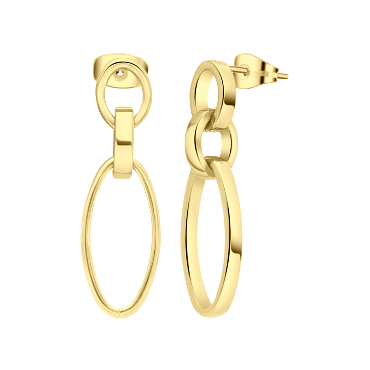 Camille gerecycled stainless steel 18 karaat goldplated oorhangers voor dames