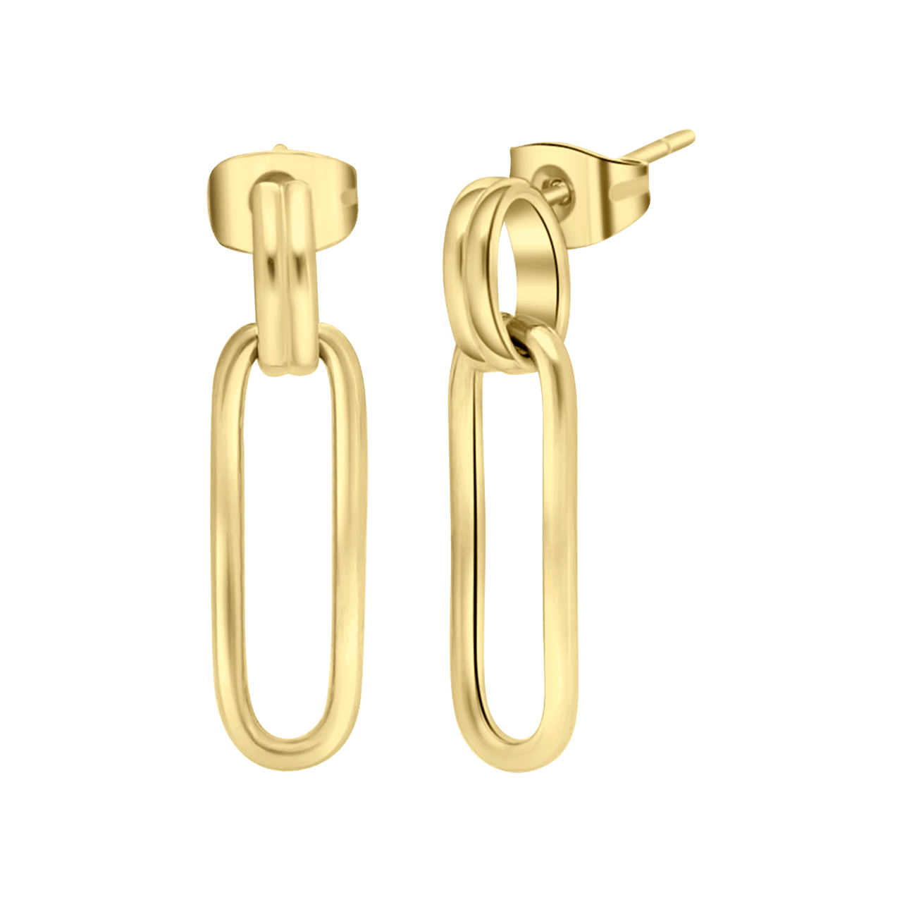 Camille gerecycled stalen 18 karaat goldplated oorhangers voor dames