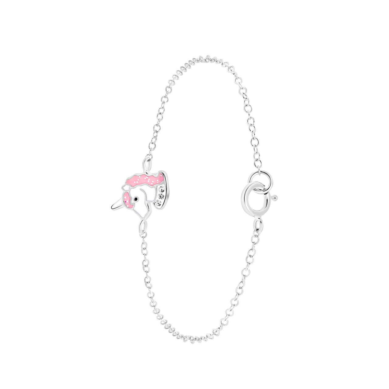Kinderarmband, 925 Silber, Einhorn, Emaille