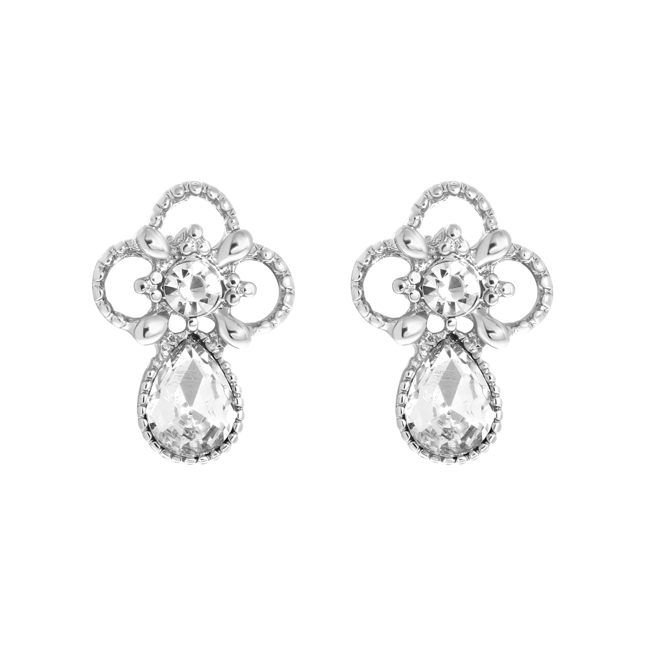 Bijoux zilverkleurige oorknoppen met steentjes voor dames