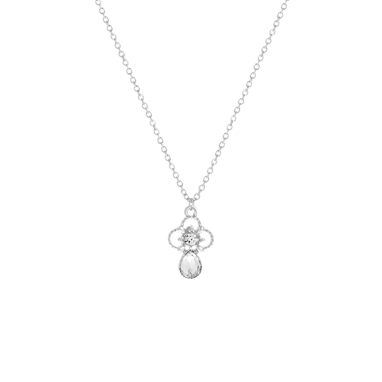 Zilverkleurige bijoux ketting met steentjes