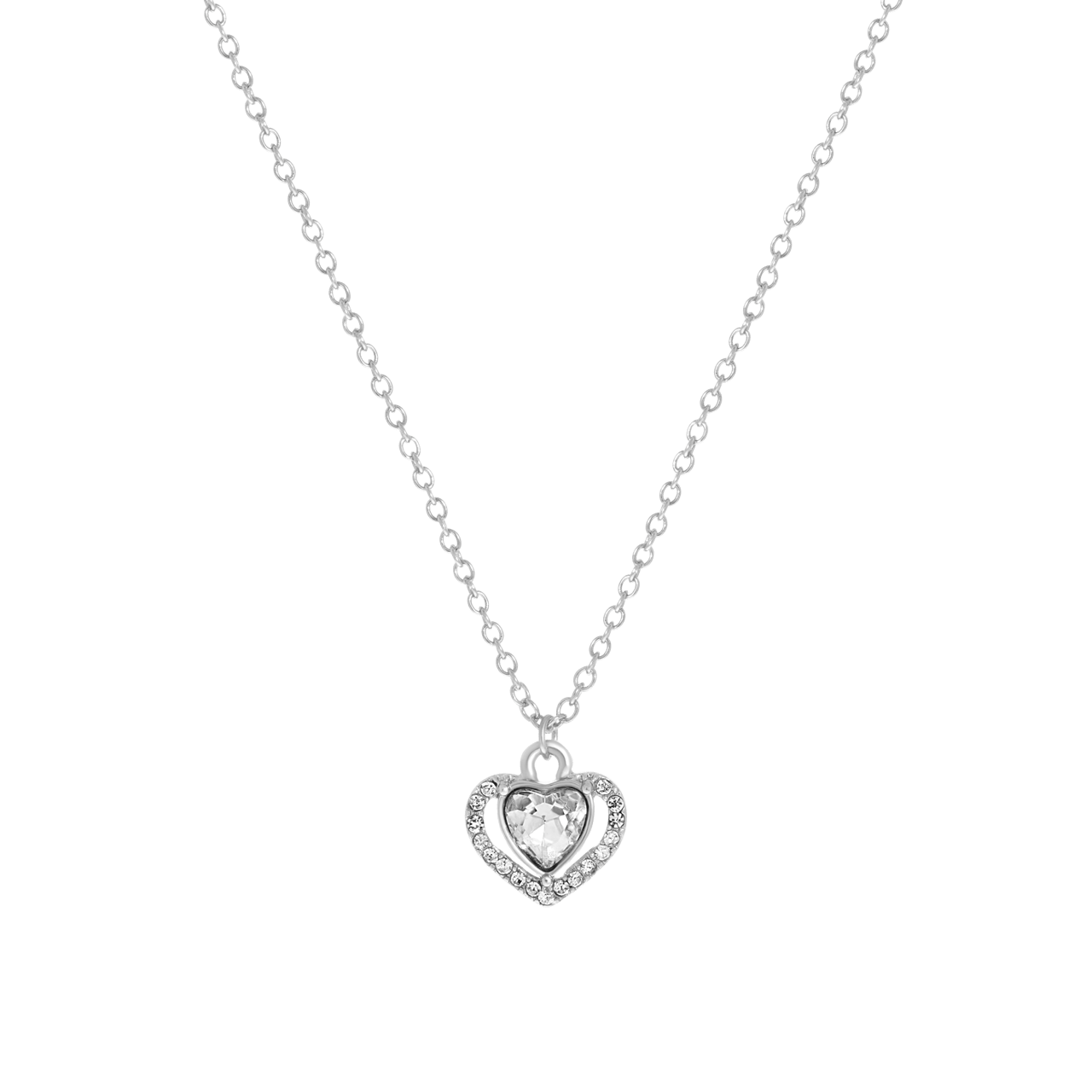 Bijoux zilverkleurige ketting met hanger hart voor dames