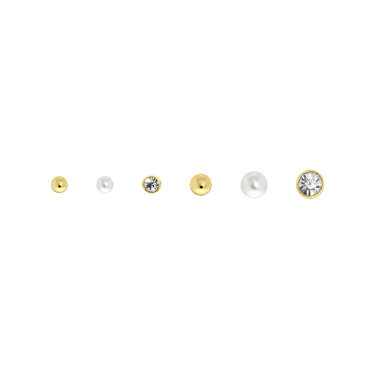 Goudkleurig bijoux oorbellen set met knopjes