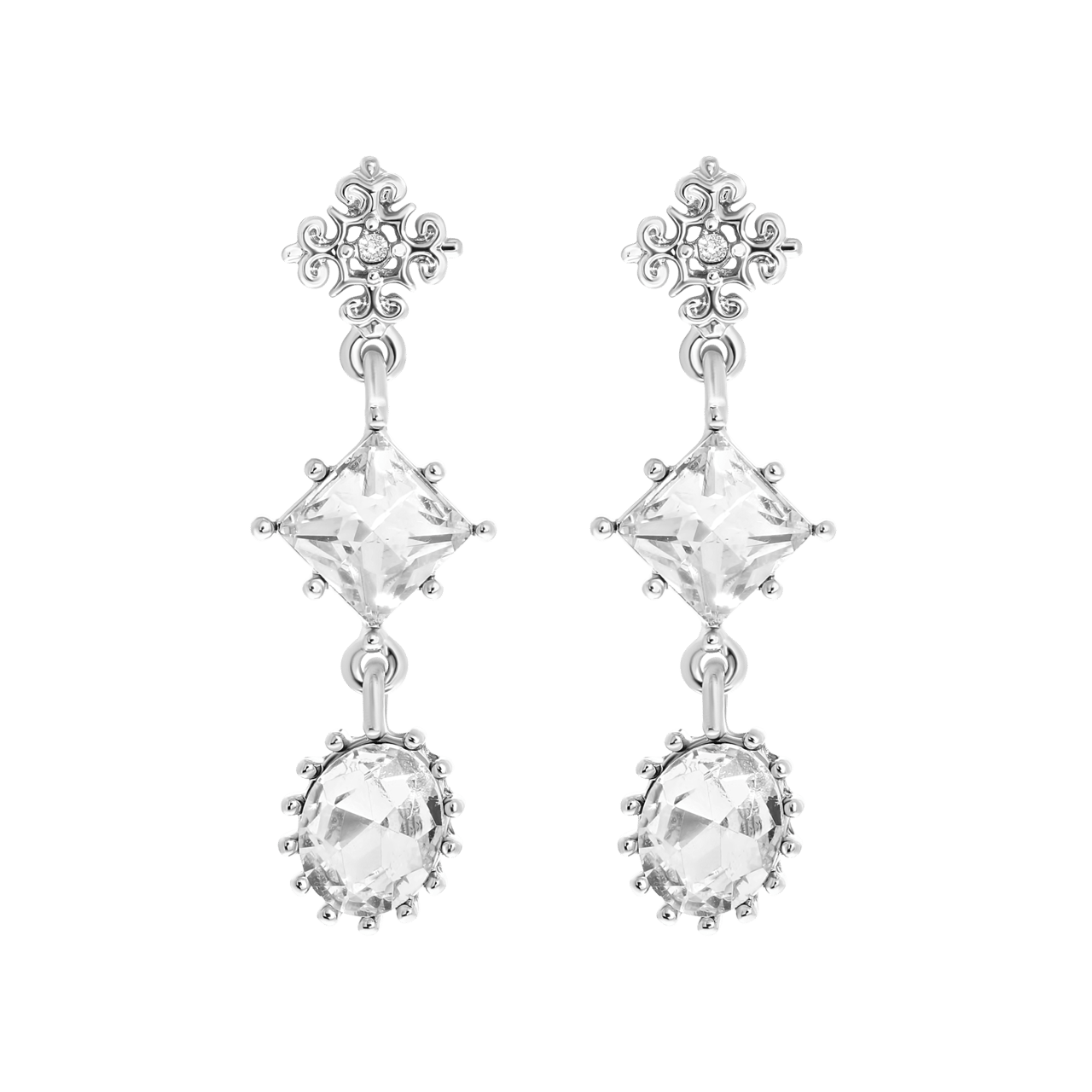 Zilverkleurige bijoux oorbellen met steentjes