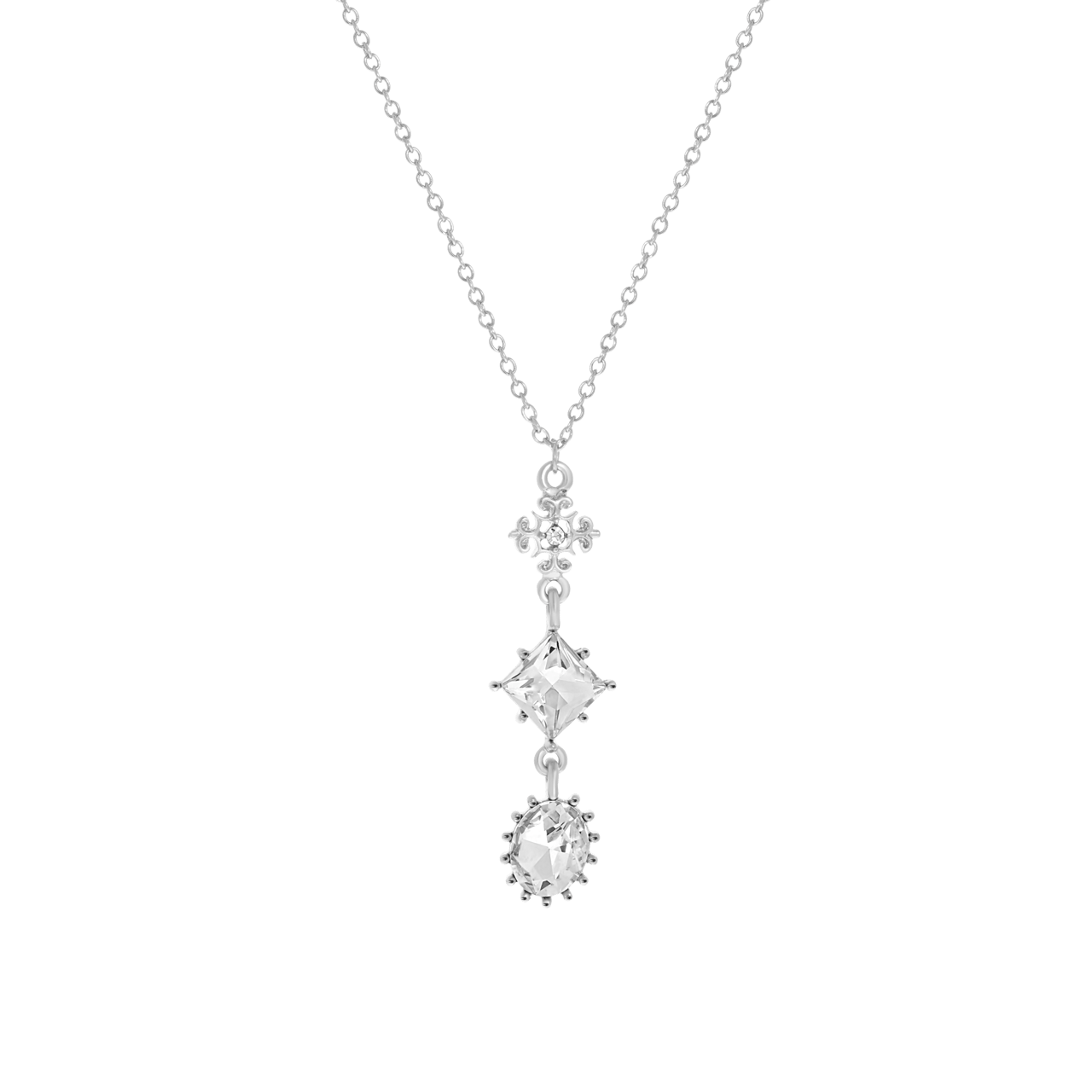 Zilverkleurige bijoux ketting met steentjes