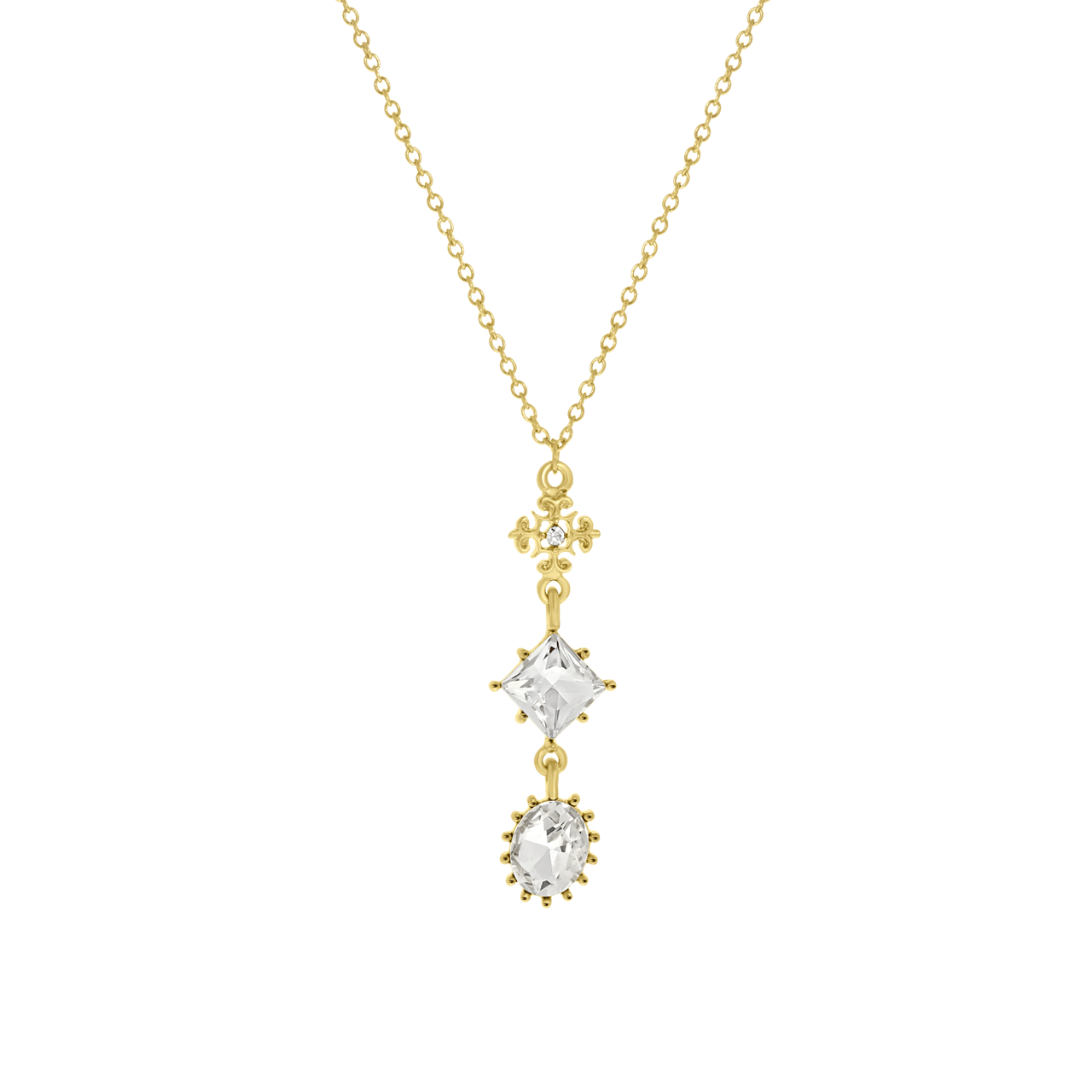 Goudkleurige bijoux ketting met steentjes