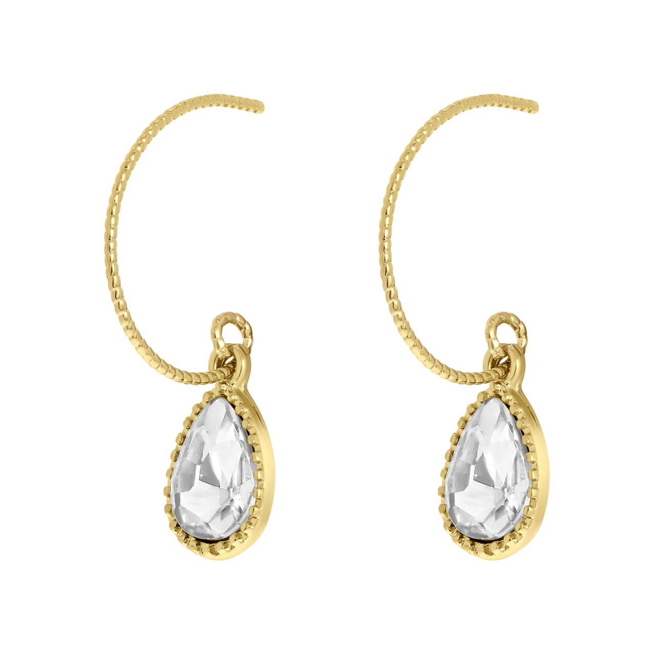 Goudkleurige bijoux oorknop met steentjes