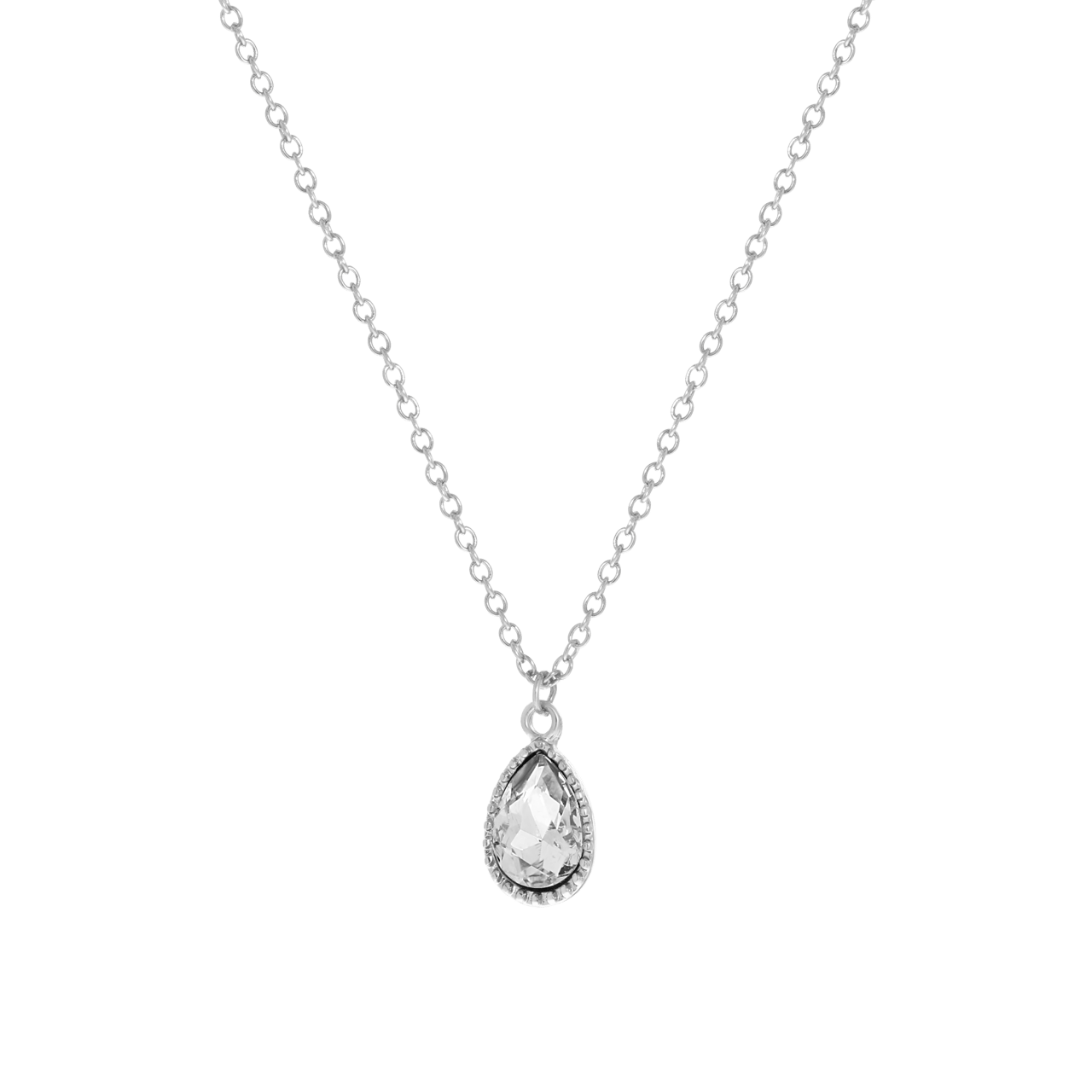 Zilverkleurige bijoux ketting met steentjes