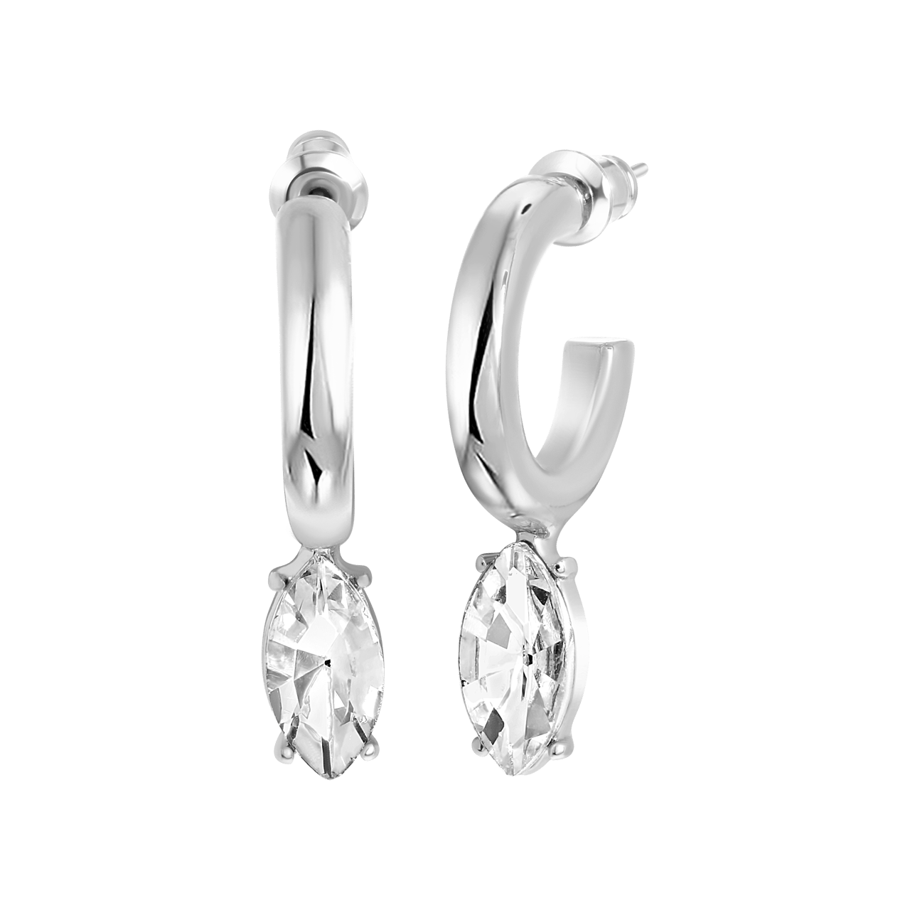 Zilverkleurige bijoux oorringen met steentjes