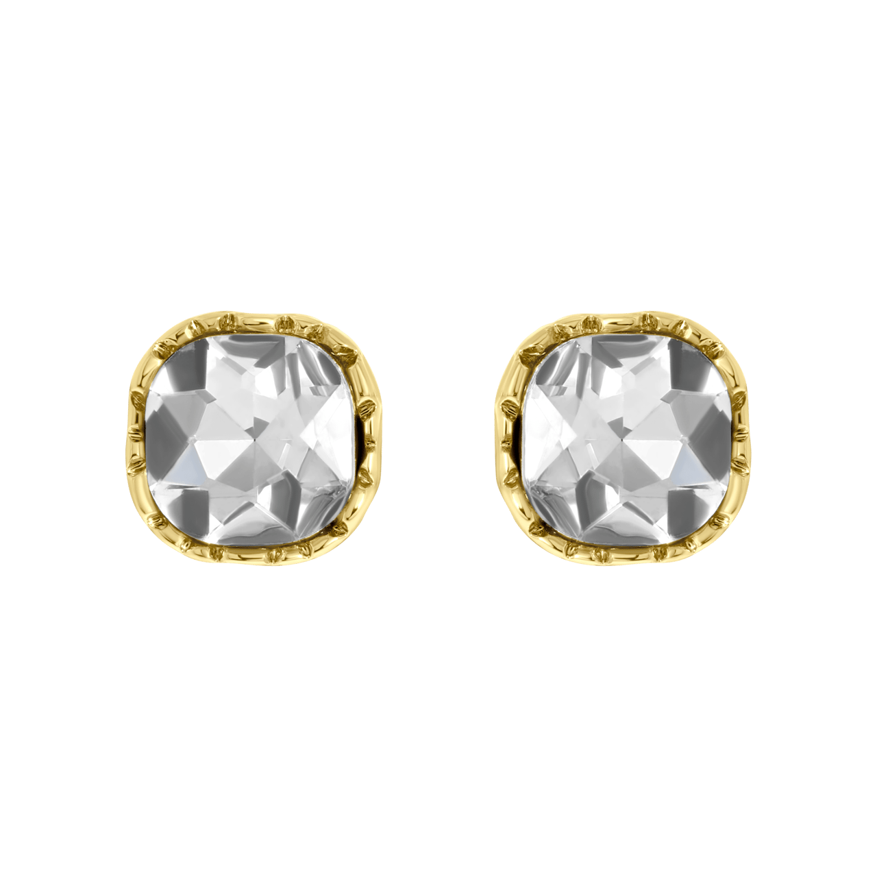 Goldfarbene Bijoux-Ohrstecker mit Steinchen