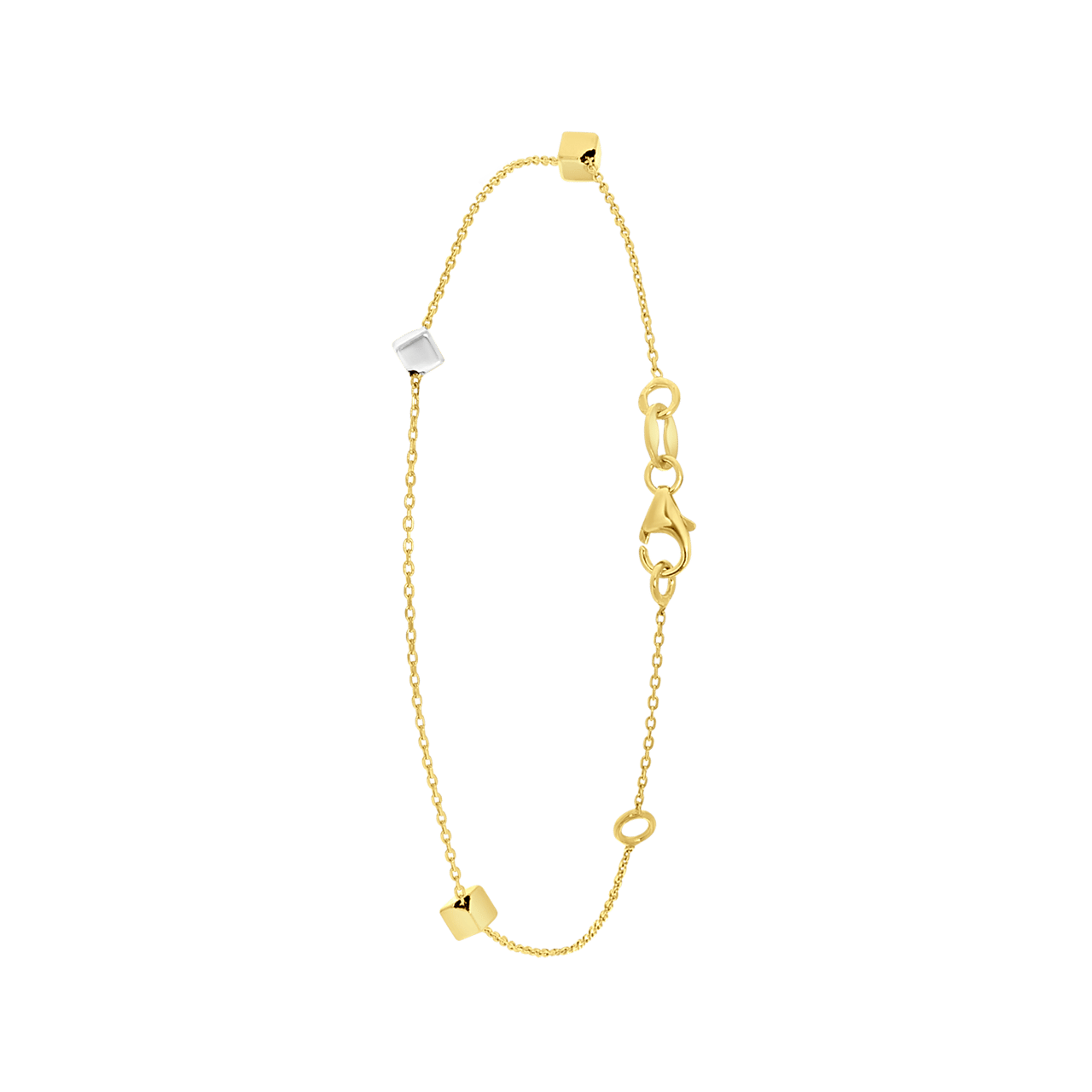 Zweifarbiges Armband, 585 Gold, mit 3 Kuben