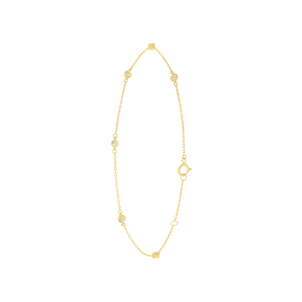 Fußkettchen, 585 Gelbgold, mit Zirkoniasteinen